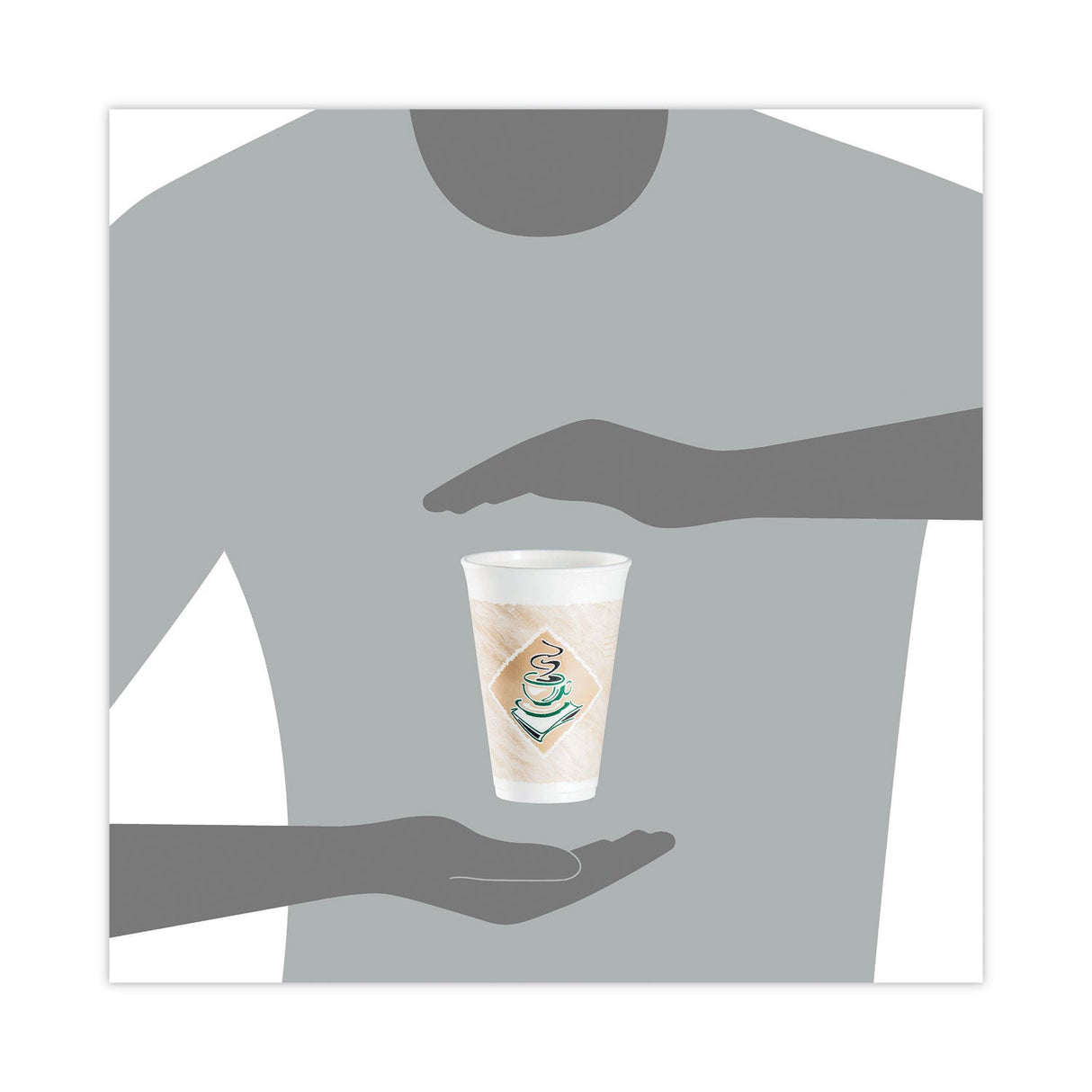 Dart Cafe G Foam Hot/Cold Cups, 16 oz, Brown/Green/White, 1,000/Carton