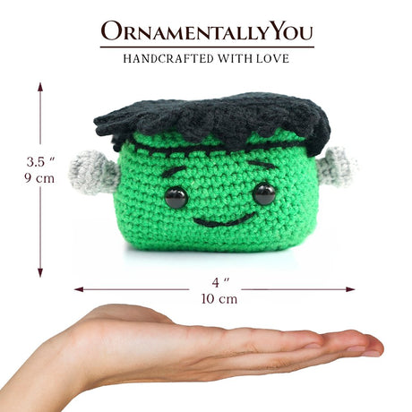 Positivity Frankenstein Crochet Support Doll, Halloween Encouragement Gift for Children and Adults - Dark Romance Crates