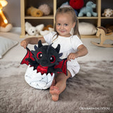 Drogo the Dino in an Egg Plushie, 12" Black and Red Dinosaur Stuffed Animal Gift for Boys and Teens - Dark Romance Crates