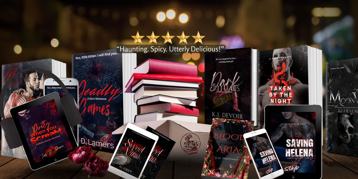 Bargain Bin Flash Sale! Save on dark romance books +/- merch. See details...