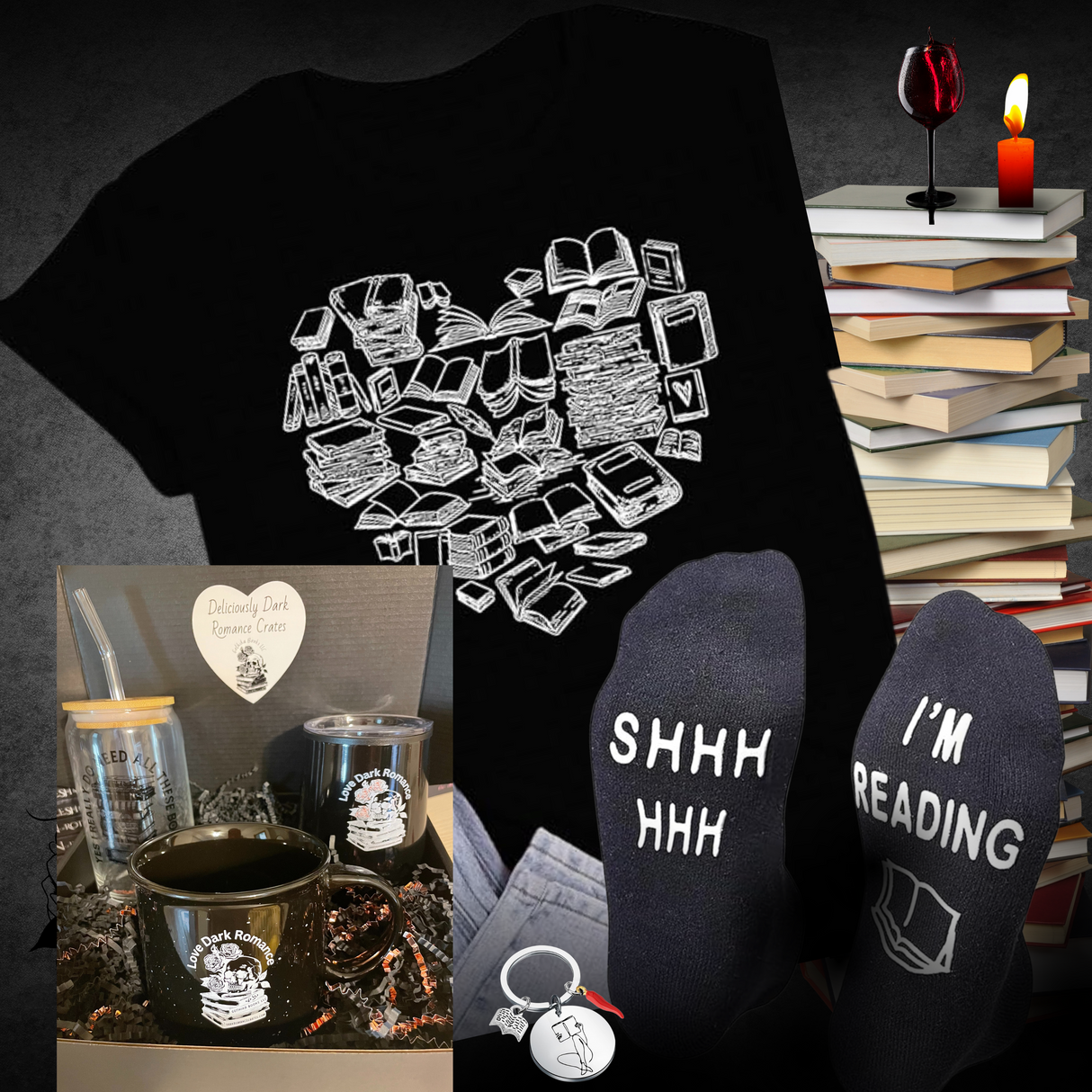 Cozy bookish tee (see bulk rate) - Dark Romance Crates